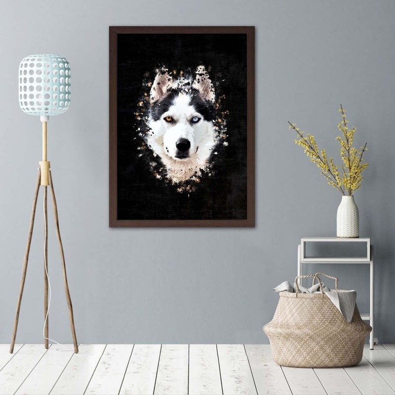 Glezna brūnā rāmī - Siberian Husky  Home Trends DECO