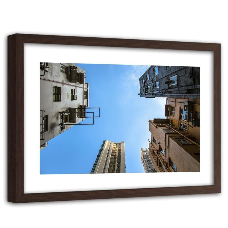 Glezna brūnā rāmī - Skyscrapers From Below  Home Trends DECO