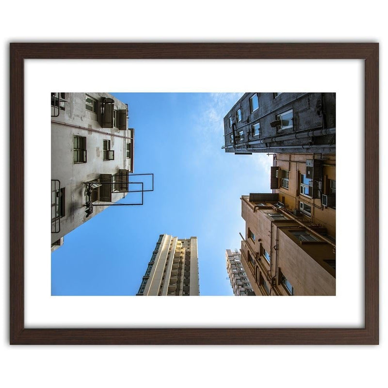 Glezna brūnā rāmī - Skyscrapers From Below  Home Trends DECO