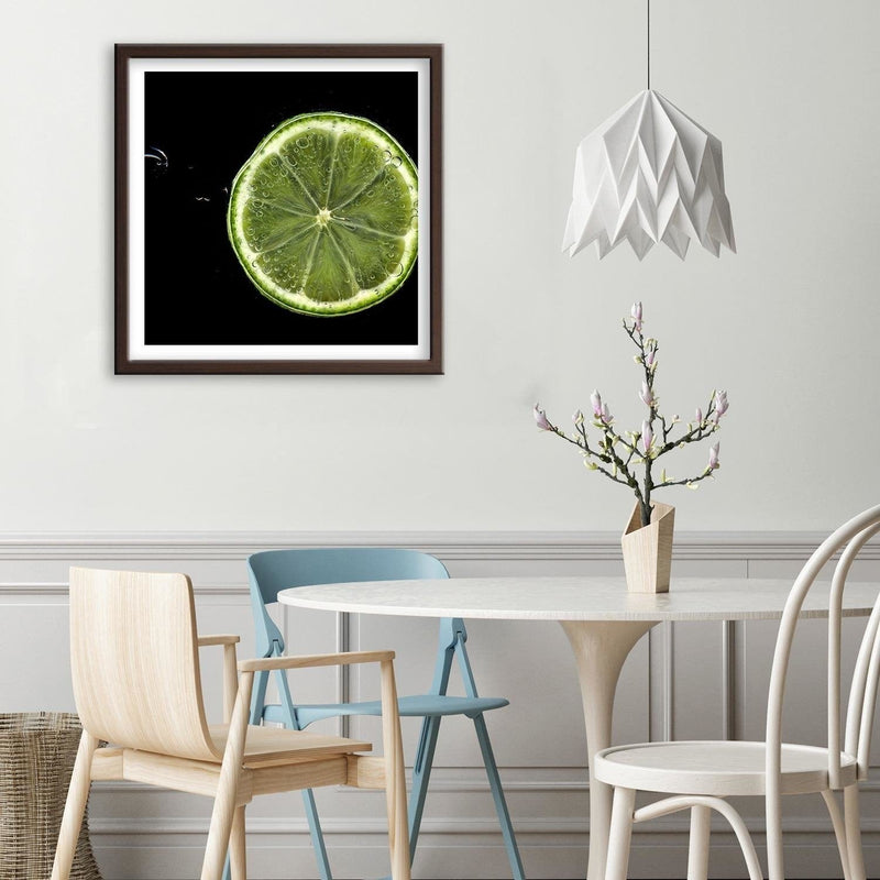 Glezna brūnā rāmī - Slice Green Lemon  Home Trends DECO