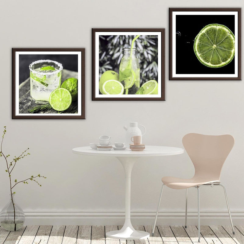 Glezna brūnā rāmī - Slice Green Lemon  Home Trends DECO