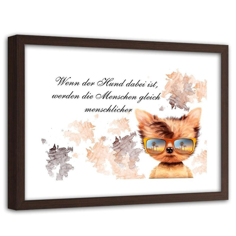 Glezna brūnā rāmī - Small Dog With Glasses  Home Trends DECO