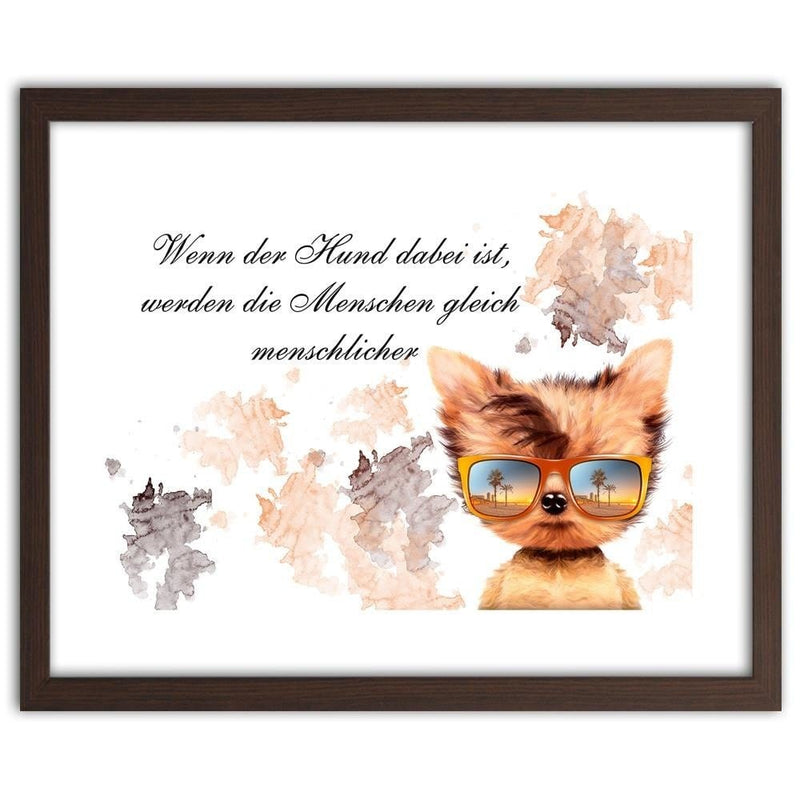 Glezna brūnā rāmī - Small Dog With Glasses  Home Trends DECO