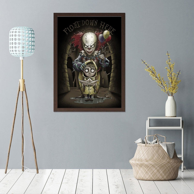 Glezna brūnā rāmī - Spooky Clown  Home Trends DECO