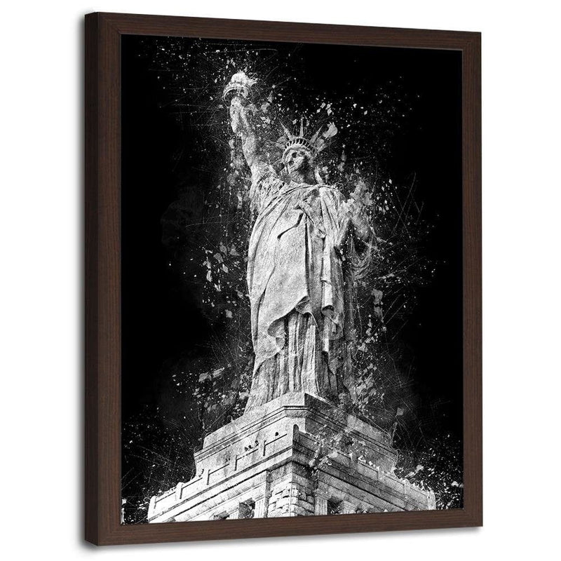 Glezna brūnā rāmī - Statue Of Liberty At Night  Home Trends DECO