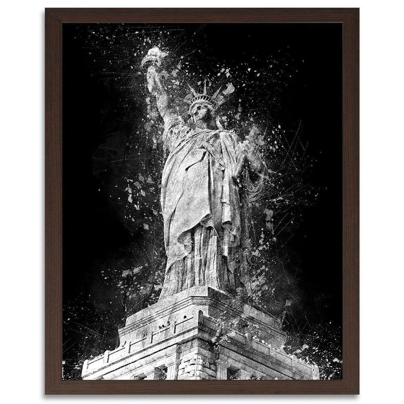 Glezna brūnā rāmī - Statue Of Liberty At Night  Home Trends DECO