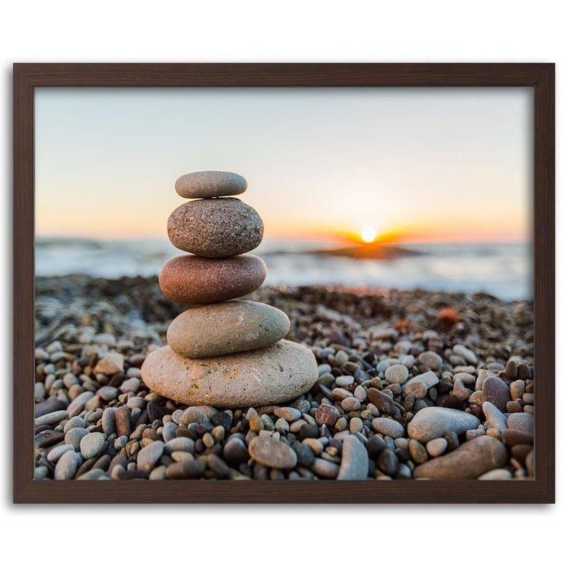 Glezna brūnā rāmī - Stones By The Sea  Home Trends DECO