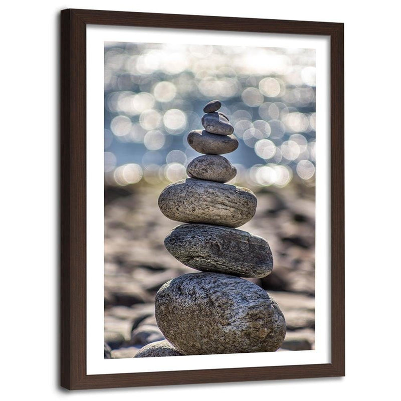 Glezna brūnā rāmī - Stones On The Beaches  Home Trends DECO