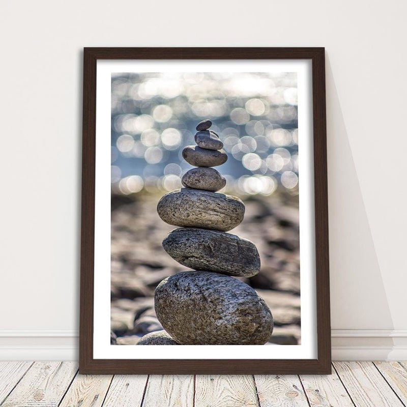 Glezna brūnā rāmī - Stones On The Beaches  Home Trends DECO