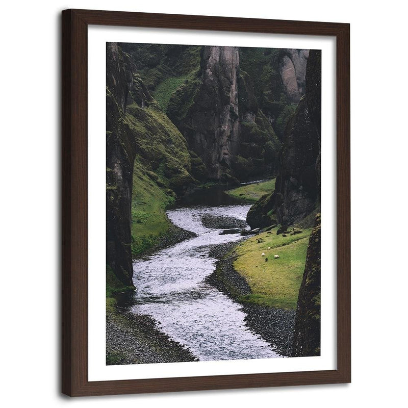 Glezna brūnā rāmī - Stream In The Mountains  Home Trends DECO