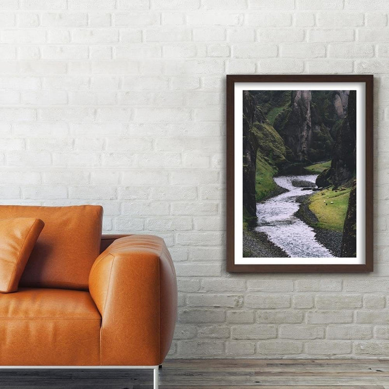 Glezna brūnā rāmī - Stream In The Mountains  Home Trends DECO