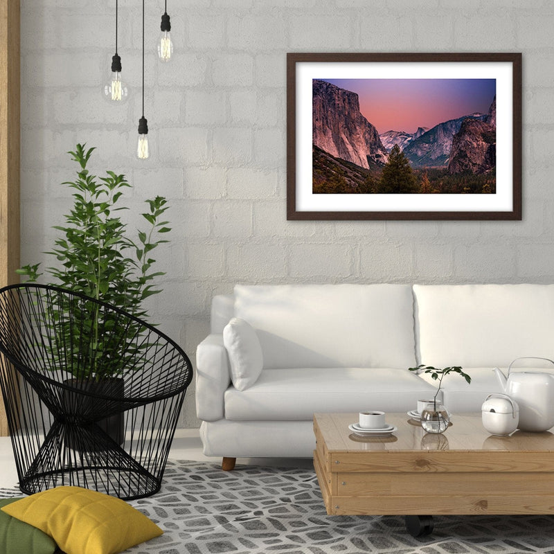 Glezna brūnā rāmī - Sunrise In The Mountains  Home Trends DECO