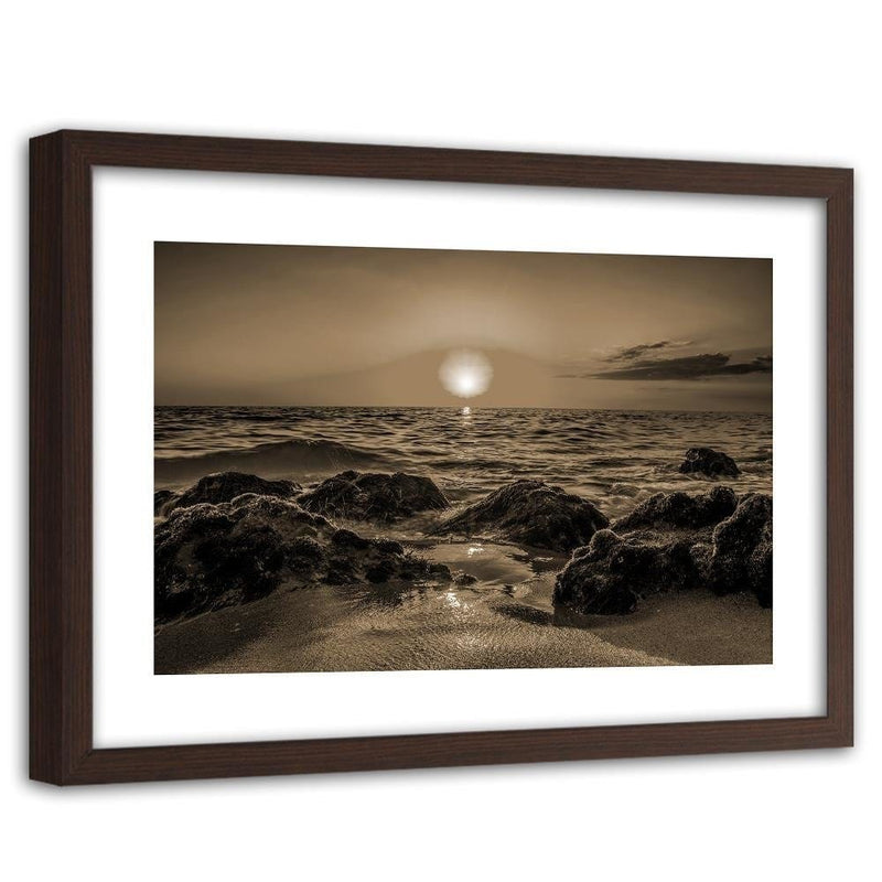 Glezna brūnā rāmī - Sunset At The Seaside 1  Home Trends DECO