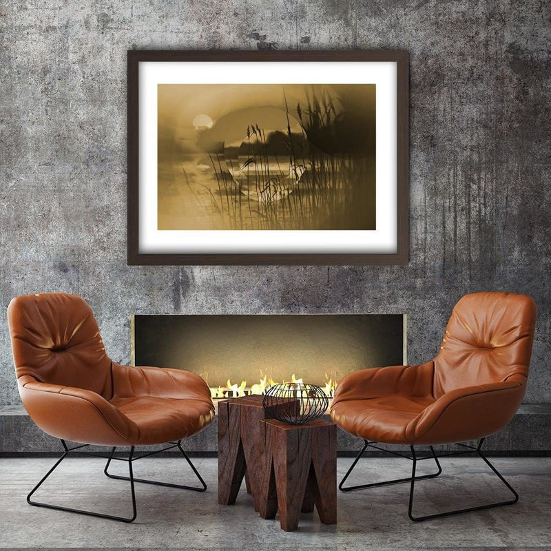 Glezna brūnā rāmī - Sunset Geometry Sepia  Home Trends DECO