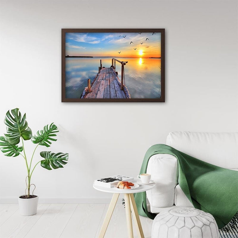 Glezna brūnā rāmī - Sunset Over The Bridge 2  Home Trends DECO