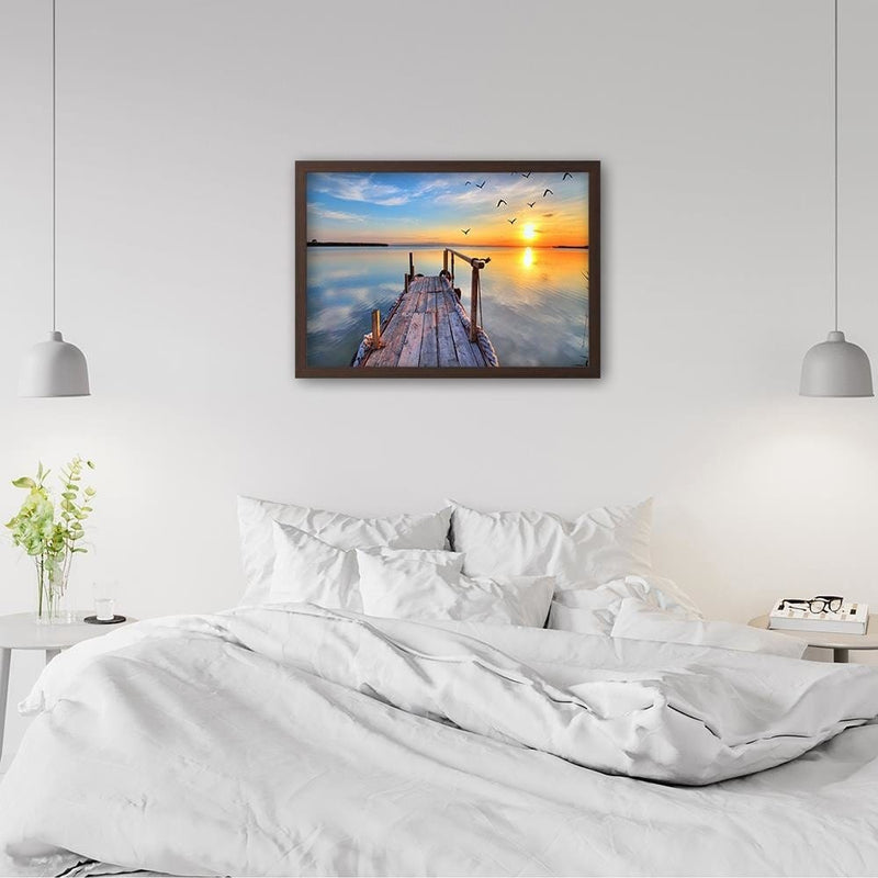 Glezna brūnā rāmī - Sunset Over The Bridge 2  Home Trends DECO