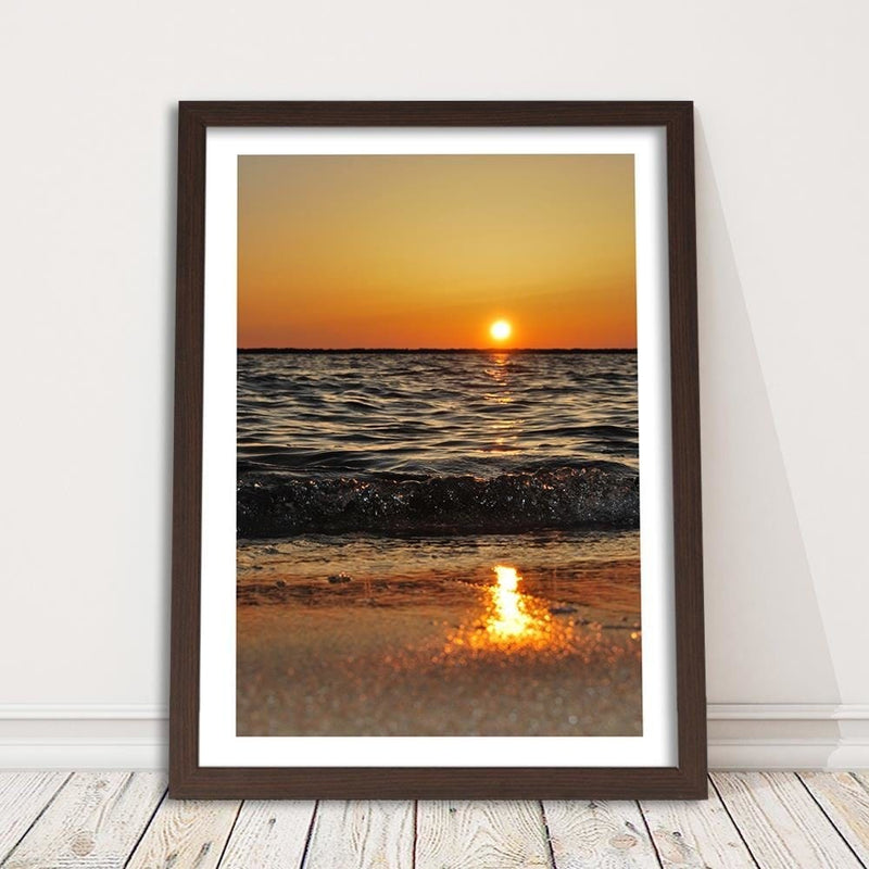 Glezna brūnā rāmī - Sunset Over The Sea 2  Home Trends DECO