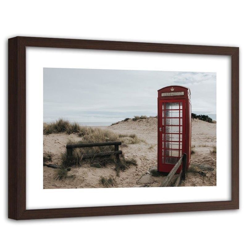 Glezna brūnā rāmī - Telephone Booth On The Beach  Home Trends DECO