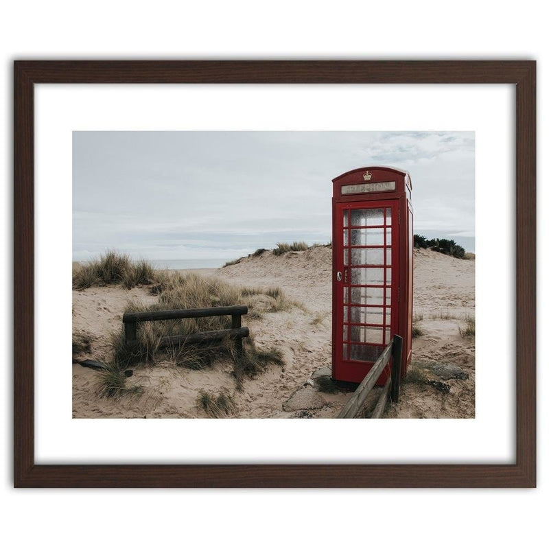 Glezna brūnā rāmī - Telephone Booth On The Beach  Home Trends DECO