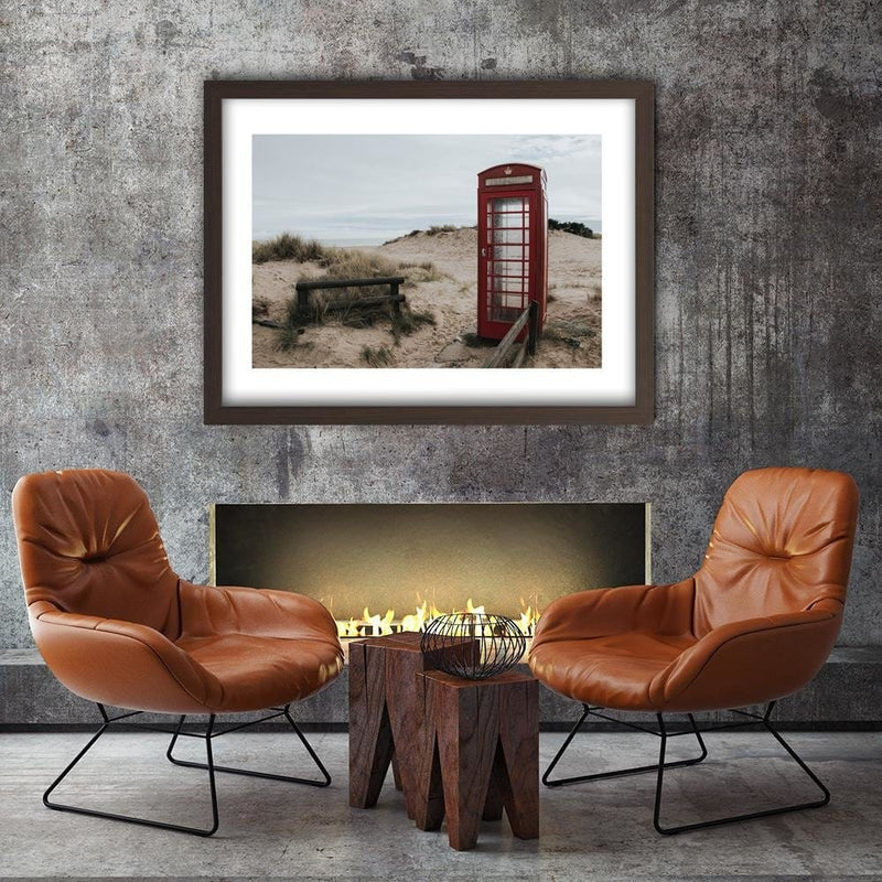 Glezna brūnā rāmī - Telephone Booth On The Beach  Home Trends DECO