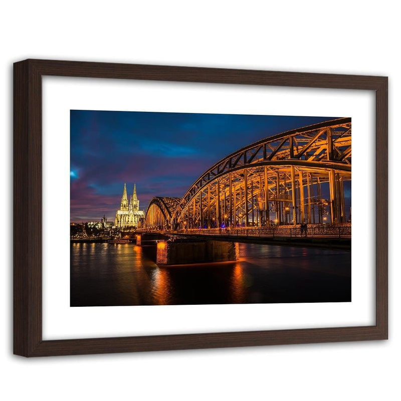 Glezna brūnā rāmī - The Bridge And The Cathedral In Cologne  Home Trends DECO