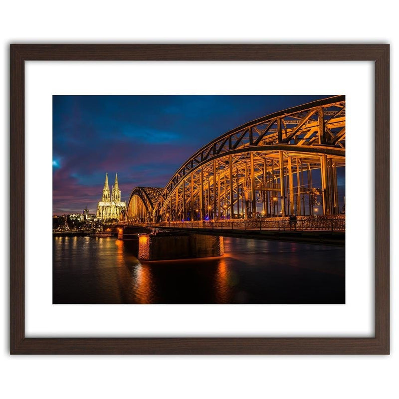 Glezna brūnā rāmī - The Bridge And The Cathedral In Cologne  Home Trends DECO