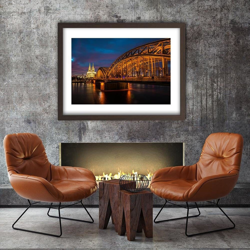 Glezna brūnā rāmī - The Bridge And The Cathedral In Cologne  Home Trends DECO