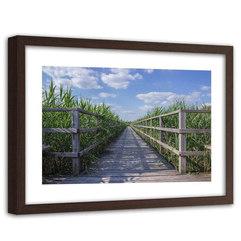 Glezna brūnā rāmī - The Bridge In Green Reeds  Home Trends DECO