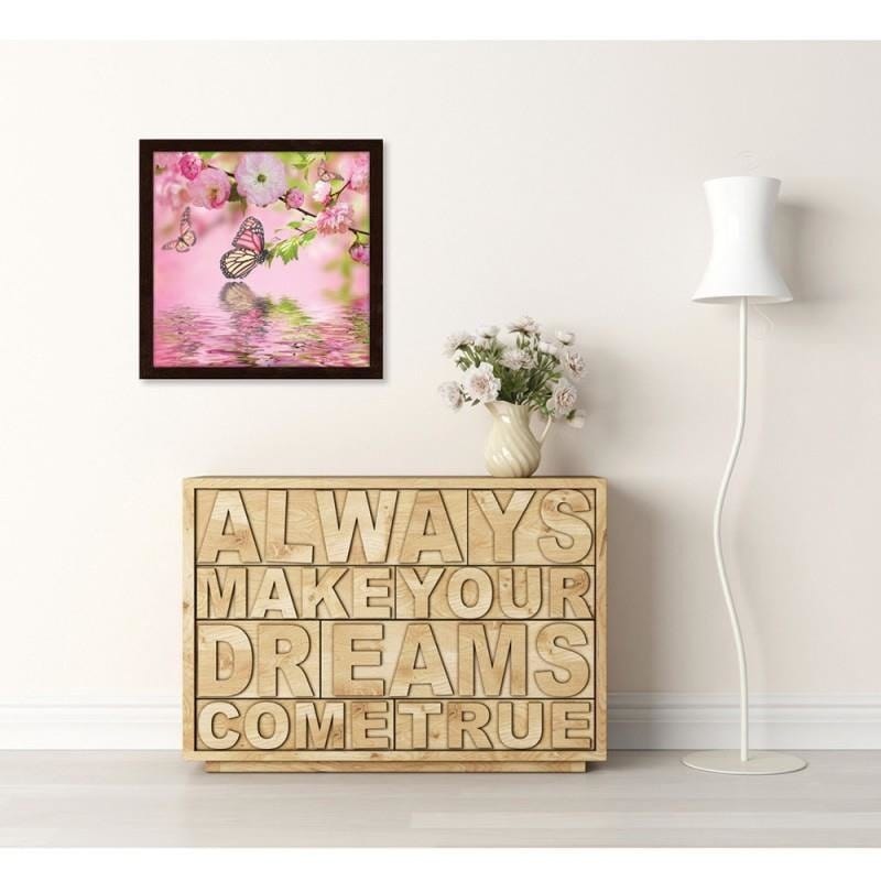 Glezna brūnā rāmī - The butterfly among the flowers  Home Trends DECO