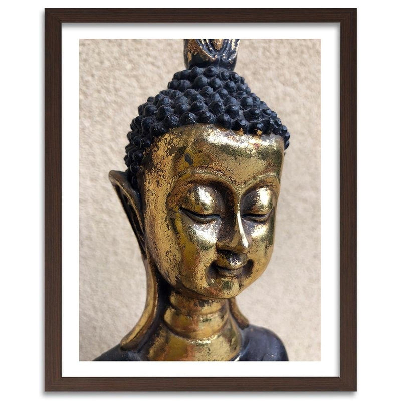 Glezna brūnā rāmī - The Face Of The Golden Buddha  Home Trends DECO