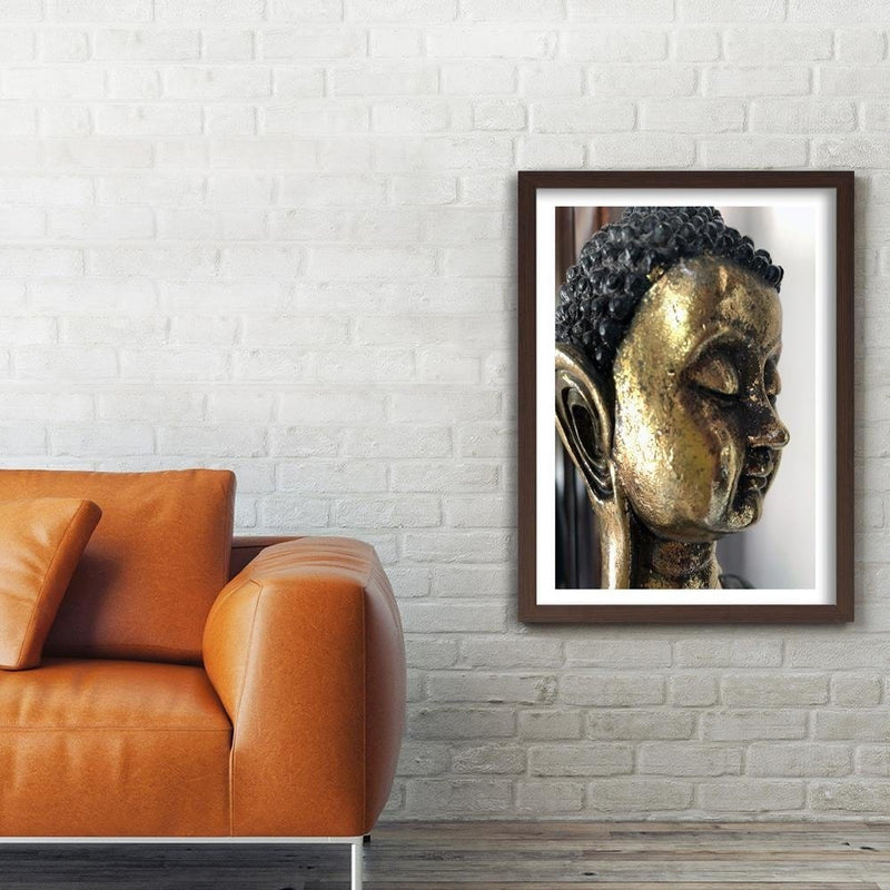 Glezna brūnā rāmī - The Face Of The Golden Buddha  Home Trends DECO