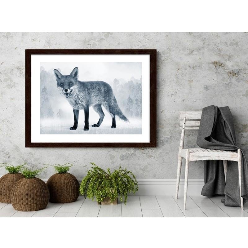 Glezna brūnā rāmī - The grey fox  Home Trends DECO