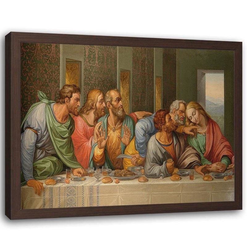 Glezna brūnā rāmī - The Last Supper By Leonardo Da Vinci  Home Trends DECO