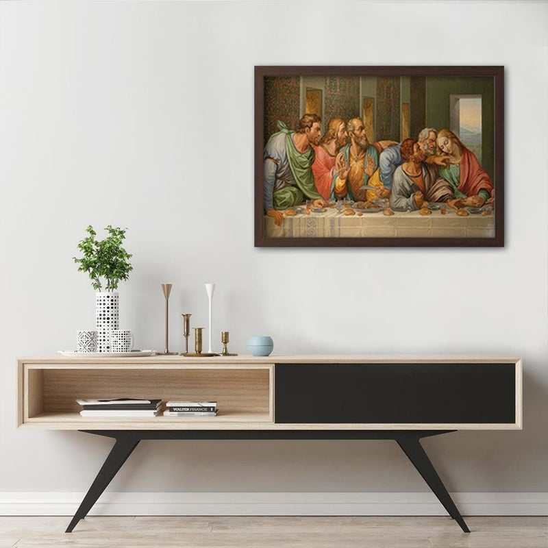 Glezna brūnā rāmī - The Last Supper By Leonardo Da Vinci  Home Trends DECO