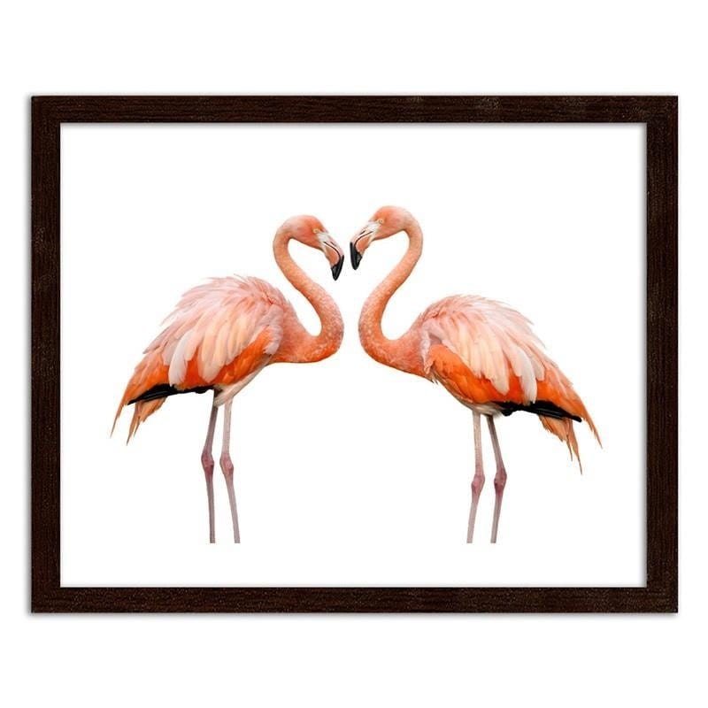 Glezna brūnā rāmī - The love of two flamingos  Home Trends DECO