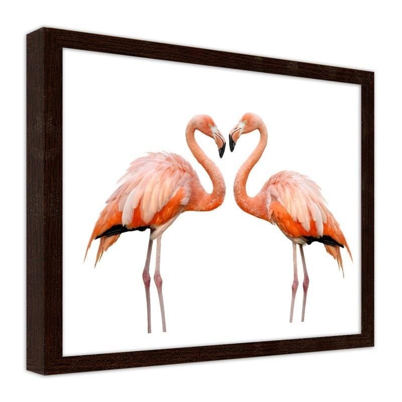 Glezna brūnā rāmī - The love of two flamingos  Home Trends DECO