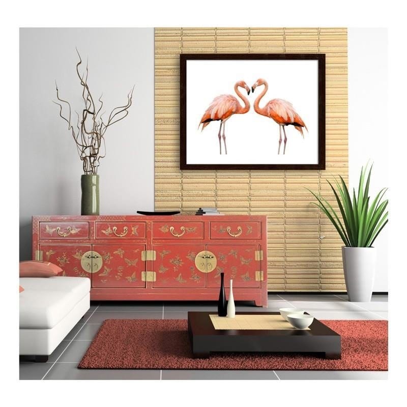 Glezna brūnā rāmī - The love of two flamingos  Home Trends DECO