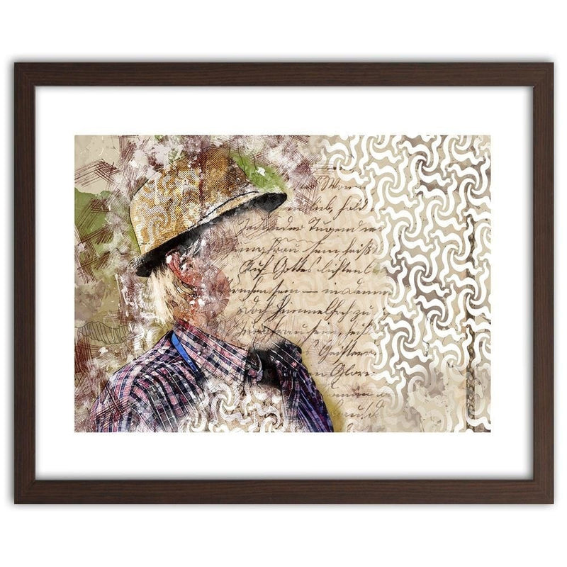 Glezna brūnā rāmī - The Man In The Hat Abstraction  Home Trends DECO