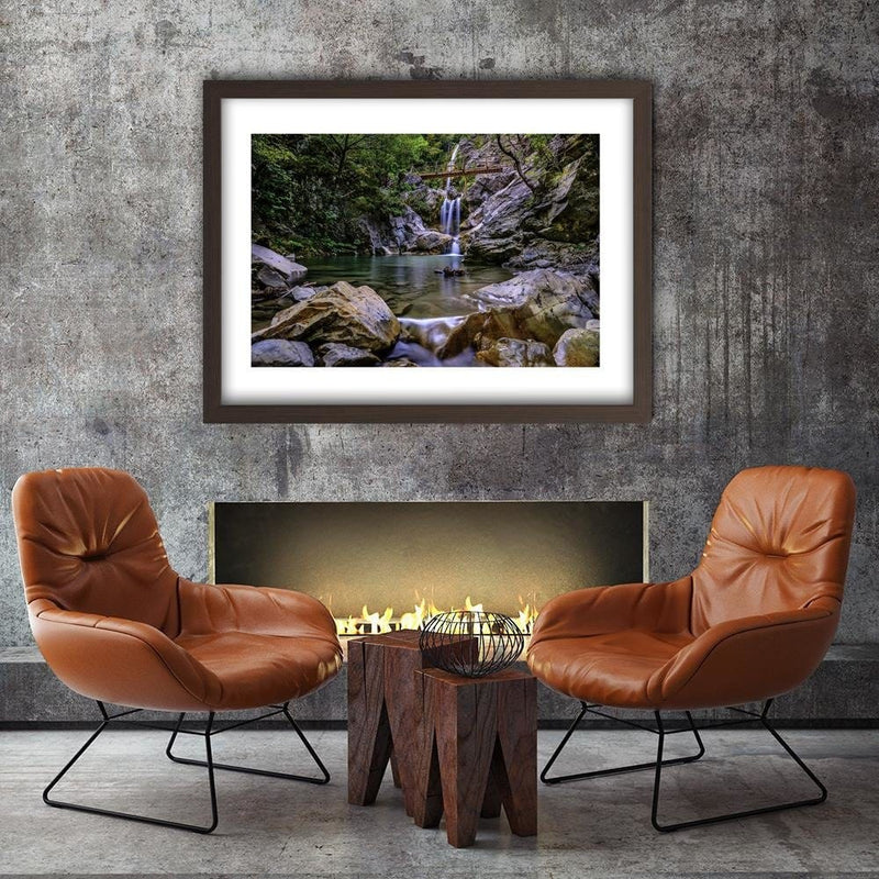 Glezna brūnā rāmī - The Picturesque Waterfall Rock  Home Trends DECO