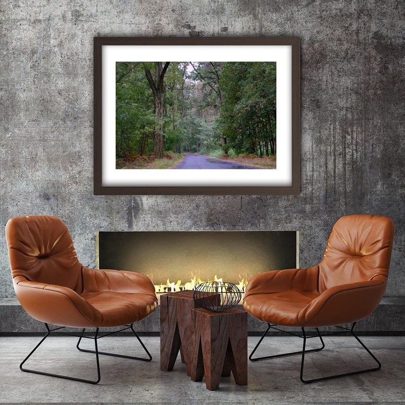 Glezna brūnā rāmī - The Road Through The Forest  Home Trends DECO