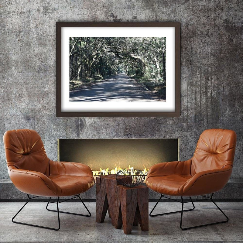 Glezna brūnā rāmī - The Road Through Thick Forest  Home Trends DECO