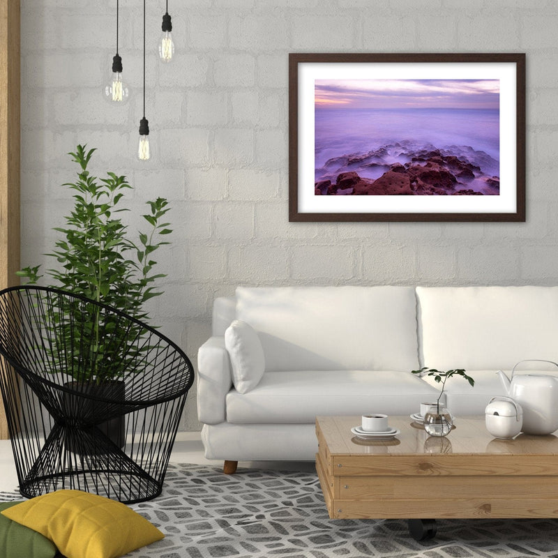 Glezna brūnā rāmī - The Rocks In The Fog  Home Trends DECO