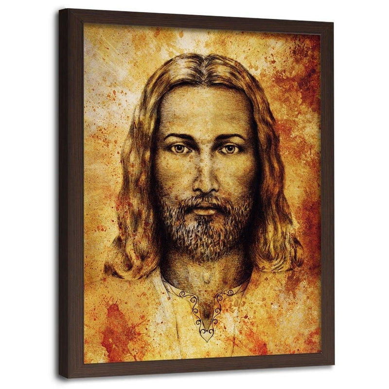 Glezna brūnā rāmī - The Shroud Of Turin Face Of Jesus Christ  Home Trends DECO