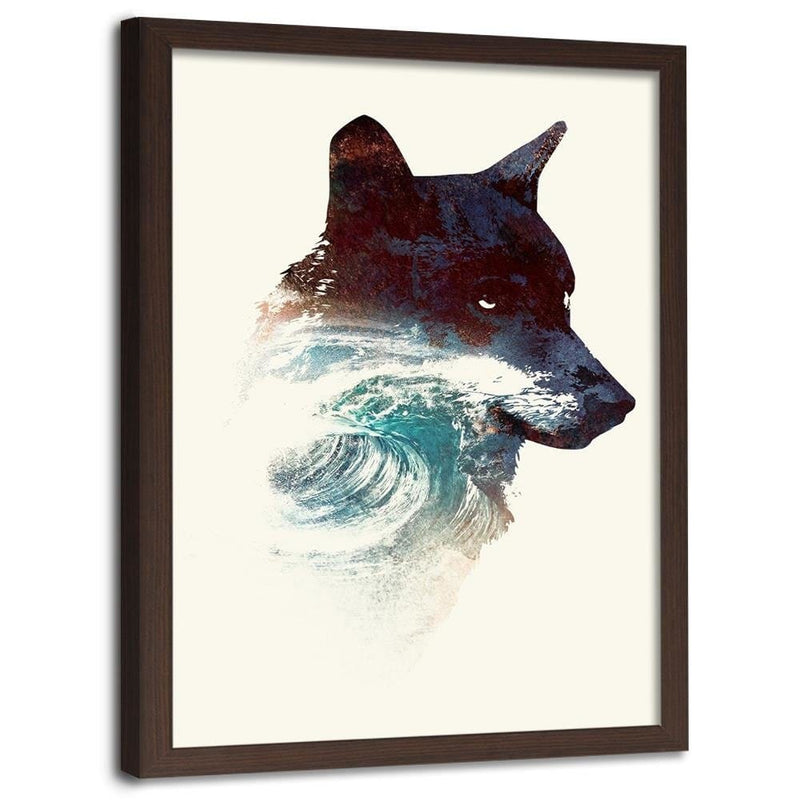 Glezna brūnā rāmī - The Wolf And The Waves  Home Trends DECO