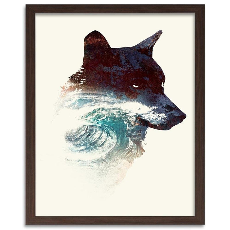 Glezna brūnā rāmī - The Wolf And The Waves  Home Trends DECO