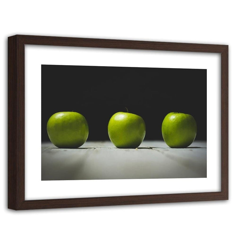 Glezna brūnā rāmī - Three Green Apples  Home Trends DECO