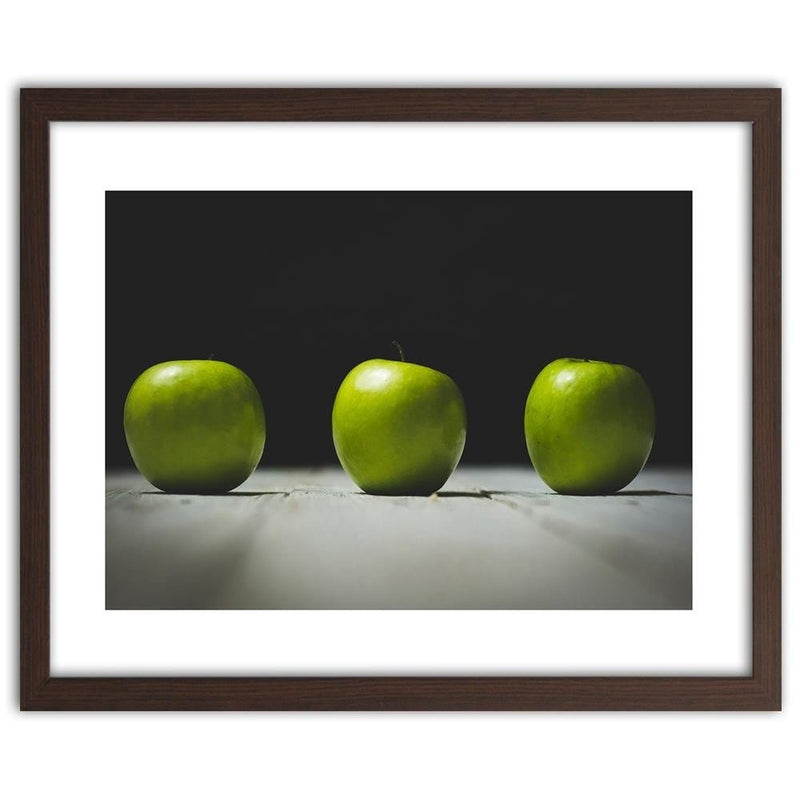 Glezna brūnā rāmī - Three Green Apples  Home Trends DECO