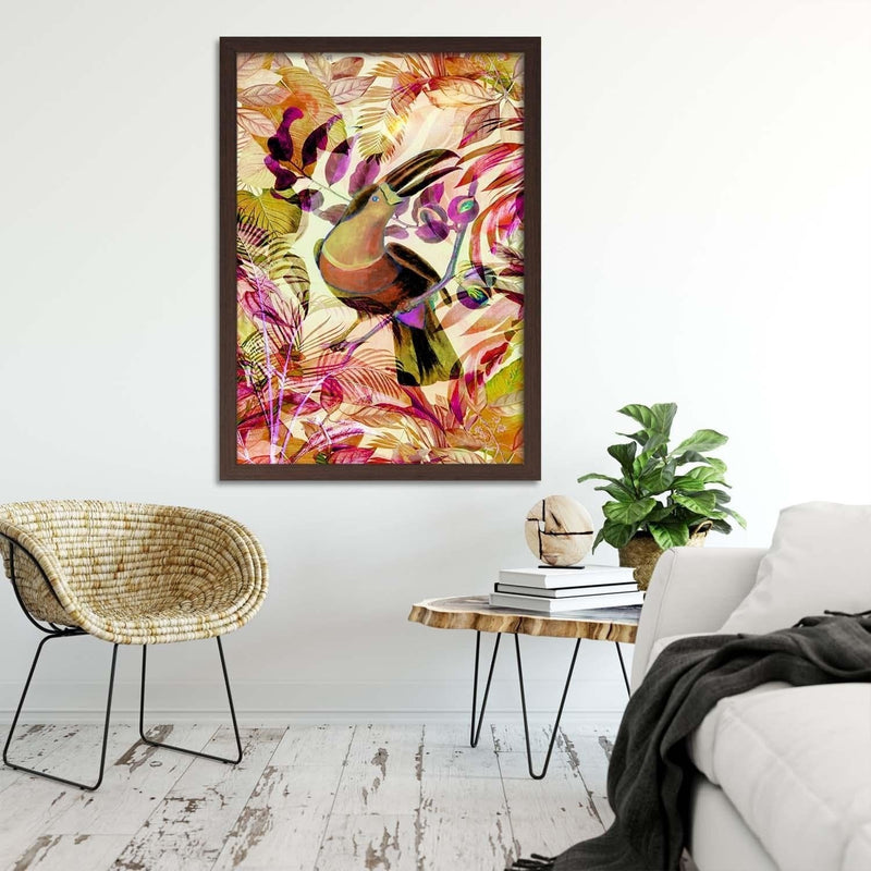 Glezna brūnā rāmī - Toucan On The Branch  Home Trends DECO