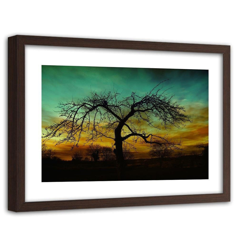 Glezna brūnā rāmī - Tree At Dusk  Home Trends DECO