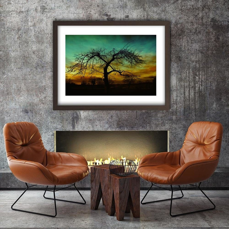 Glezna brūnā rāmī - Tree At Dusk  Home Trends DECO